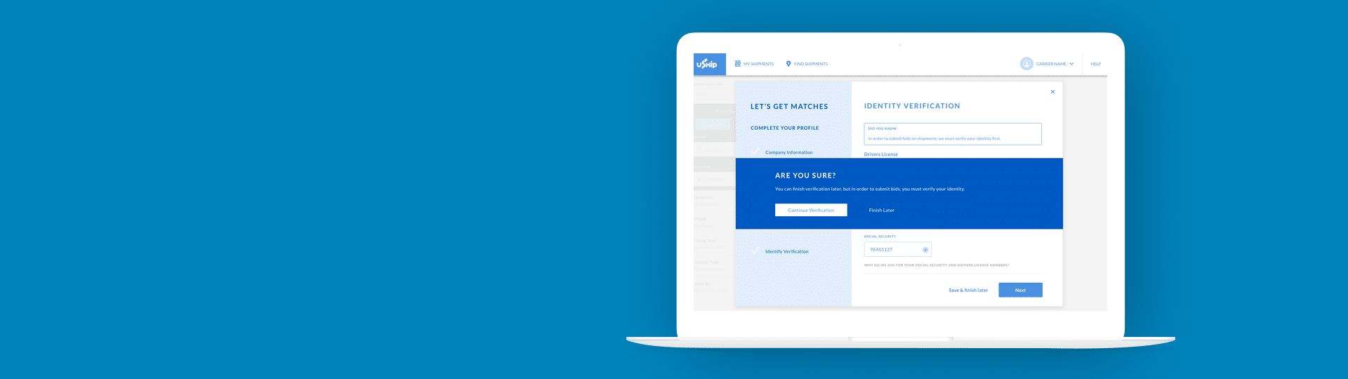 uShip On-boarding Redesign